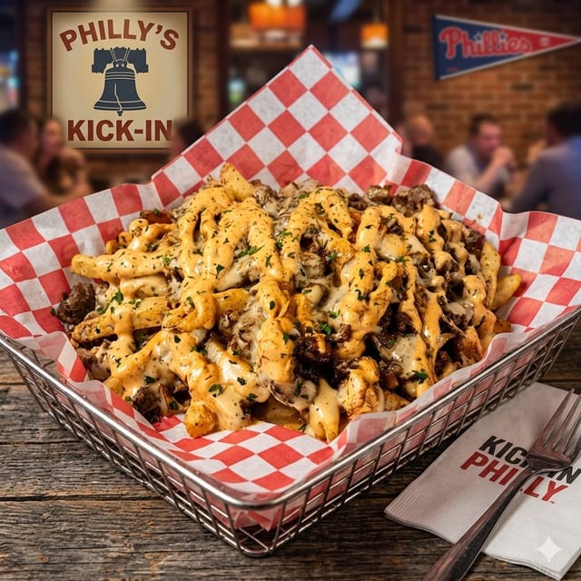Kickin' Philly Cheesesteak Queso Fries.
